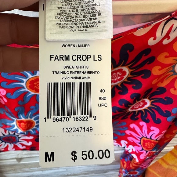 Adidas Red Long Sleeve Graphic Crop Blouse - Picture 2 of 9